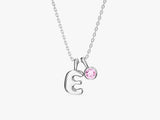 Initial Birthstone Charm Necklace
