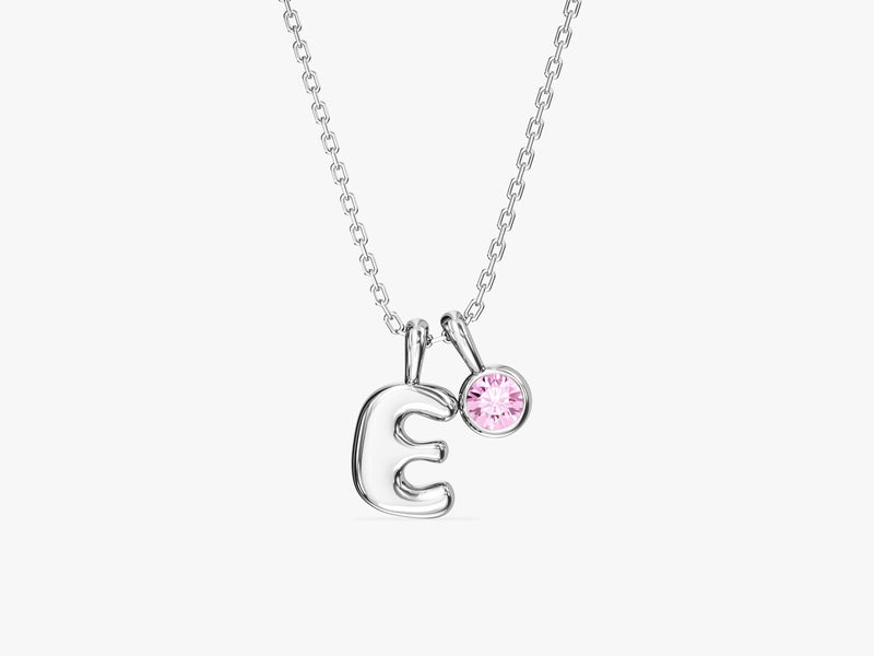 Initial Birthstone Charm Necklace