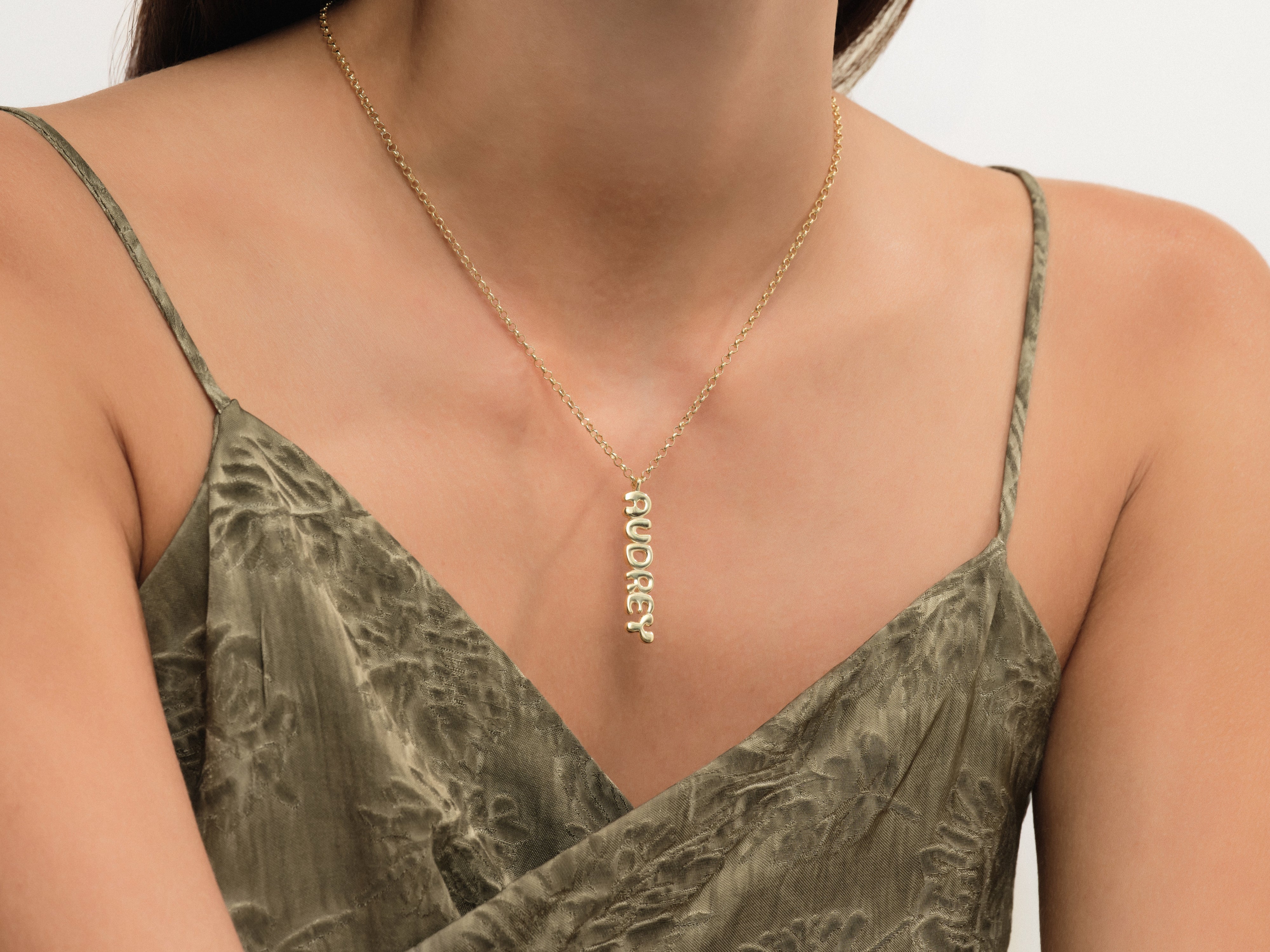 Vertical Bubble Name Necklace