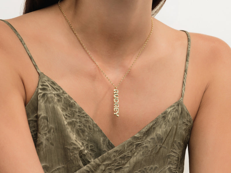 Vertical Bubble Name Necklace