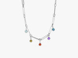 Paperclip Birthstone Charm Necklace