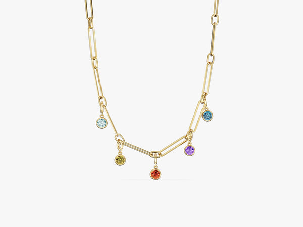 Paperclip Birthstone Charm Necklace