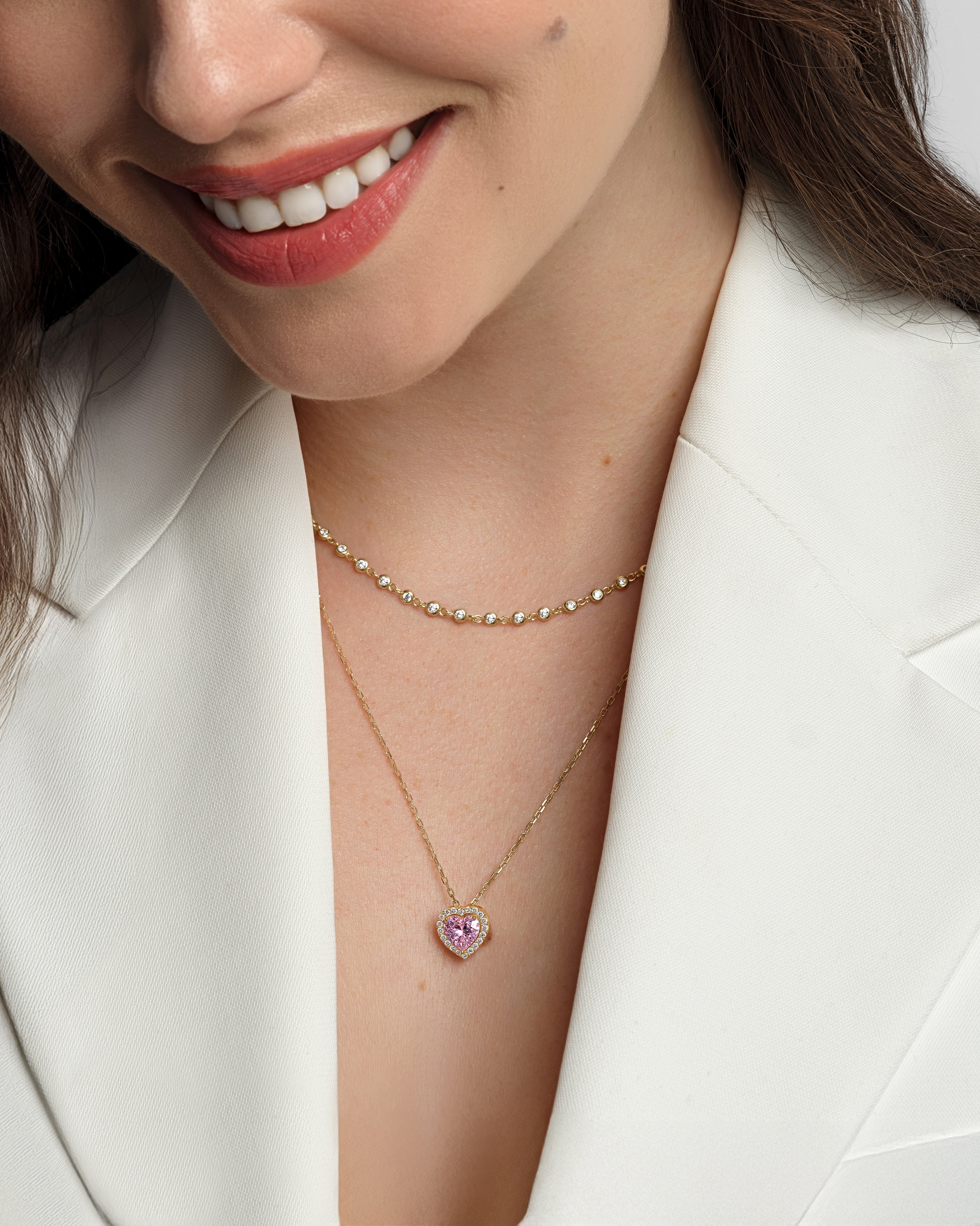 Halo Pink Heart Necklace