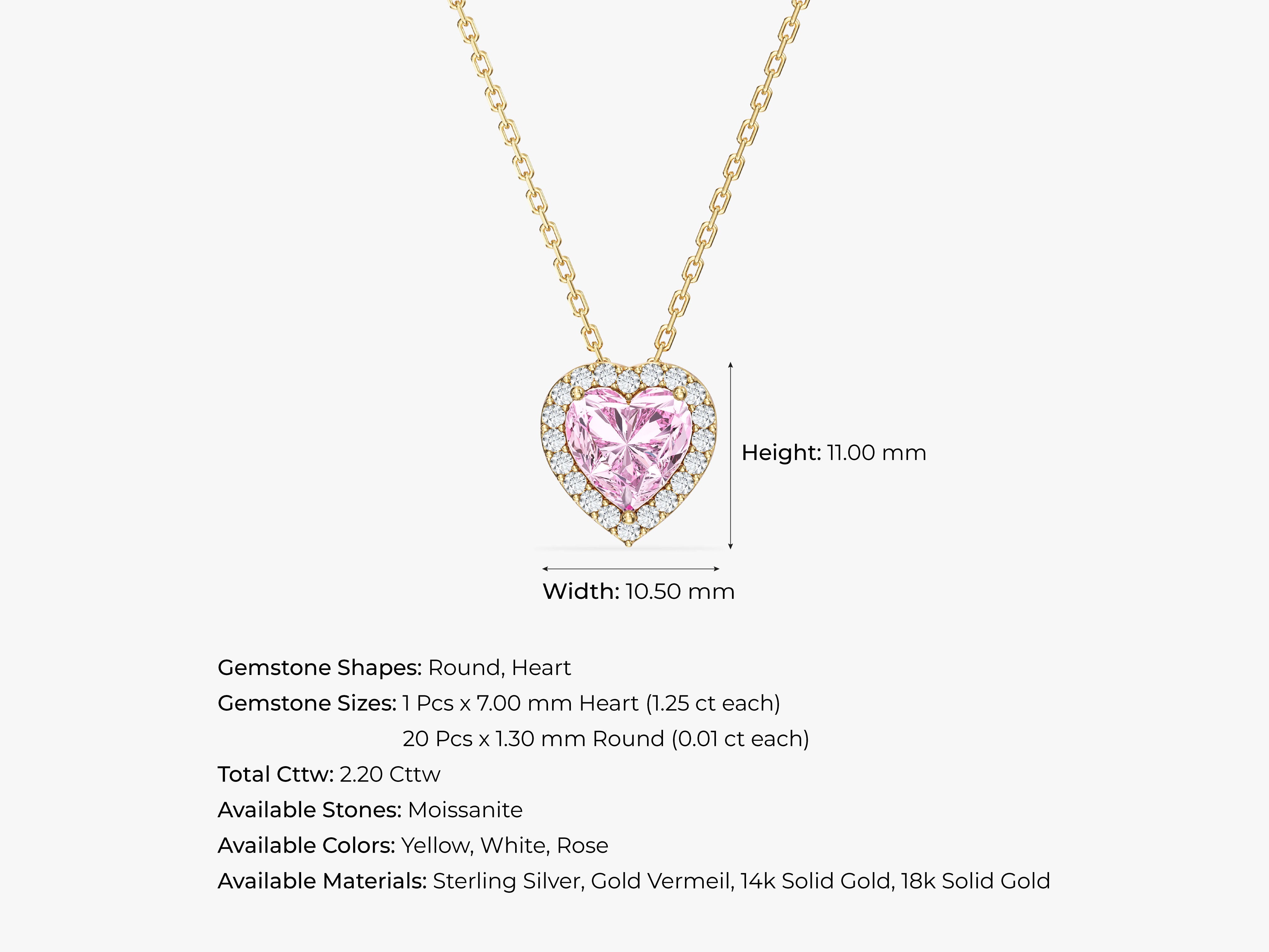Halo Pink Heart Necklace
