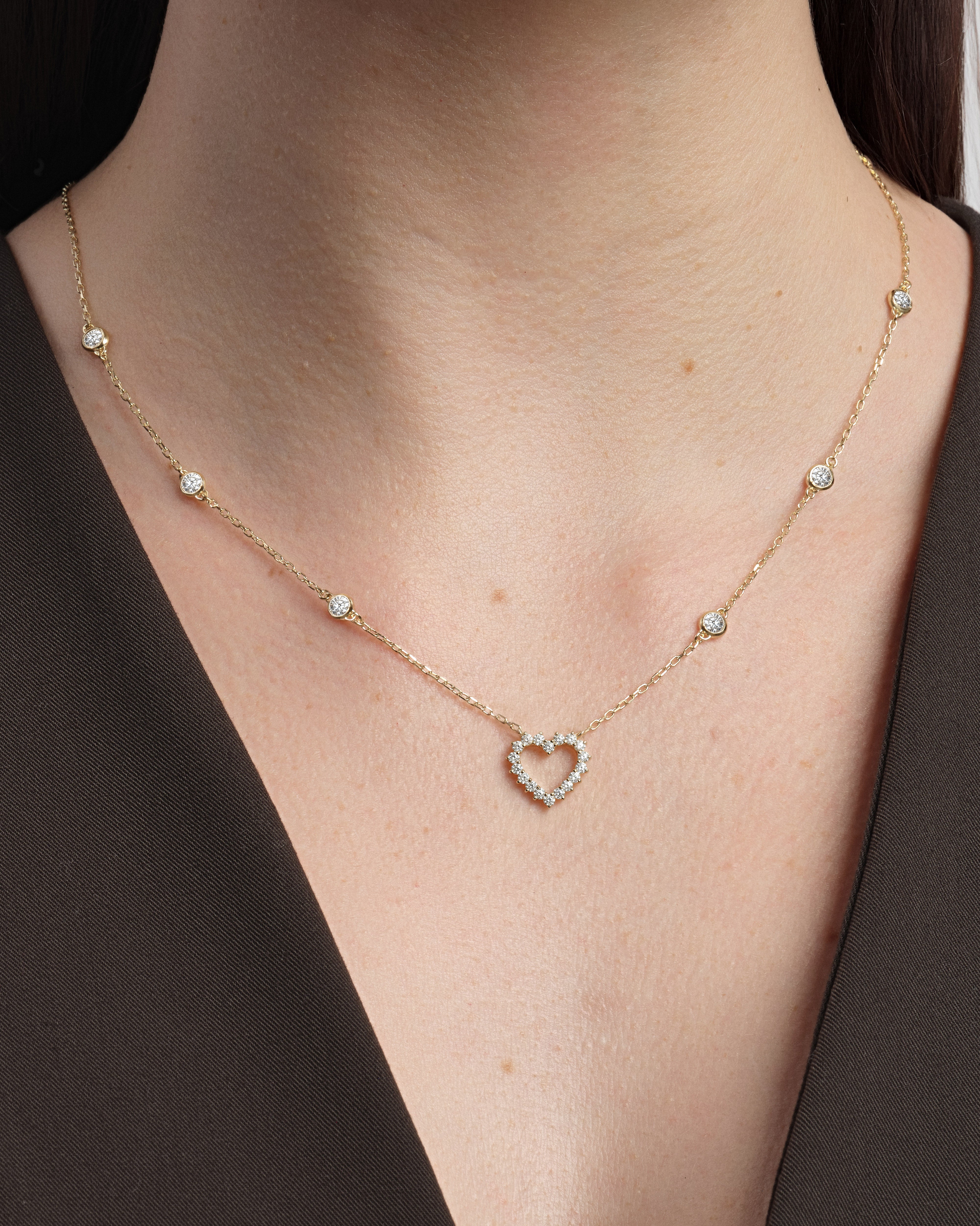 Heart Charm with Station Necklace