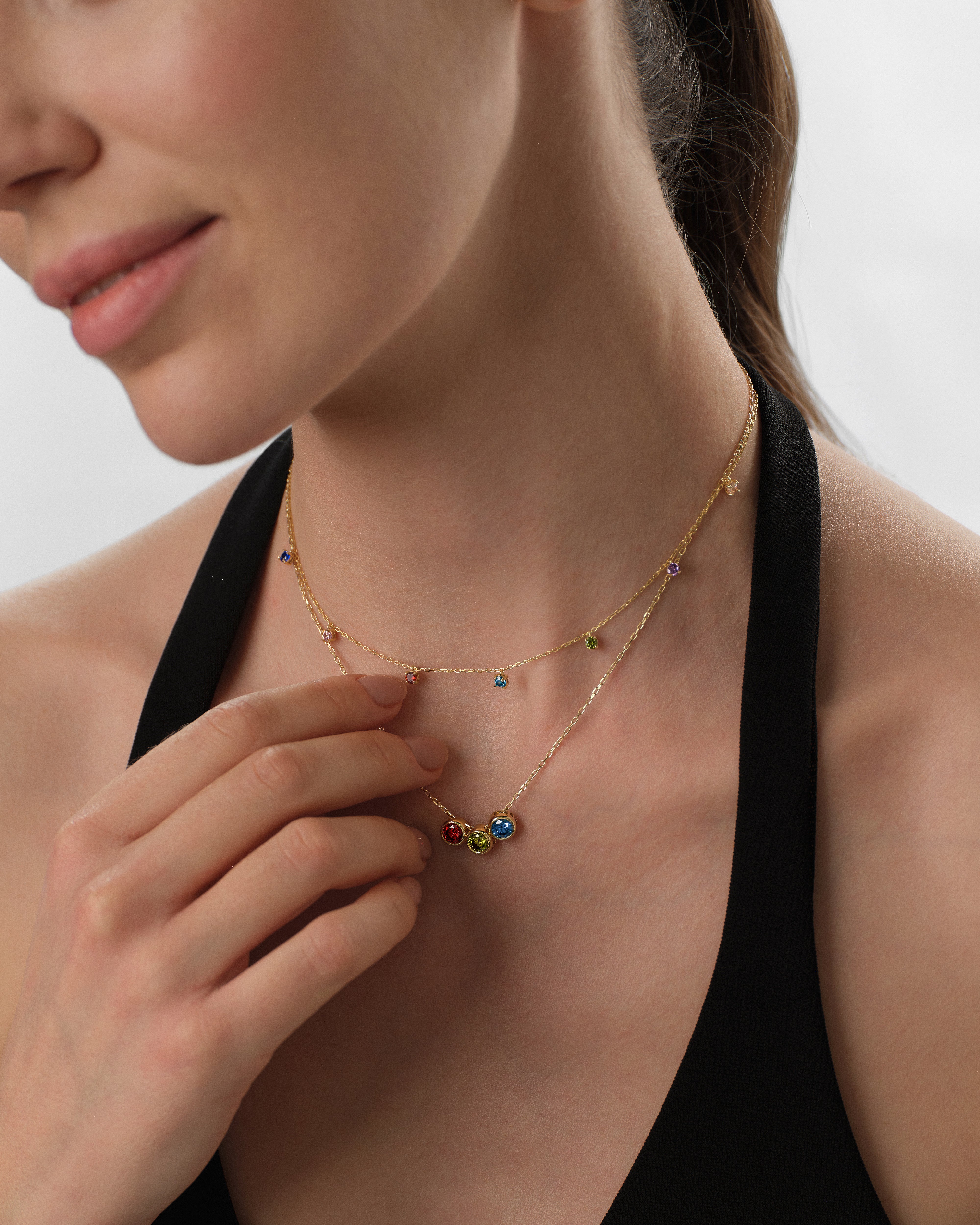 Round Cut Birthstone Charm Necklace