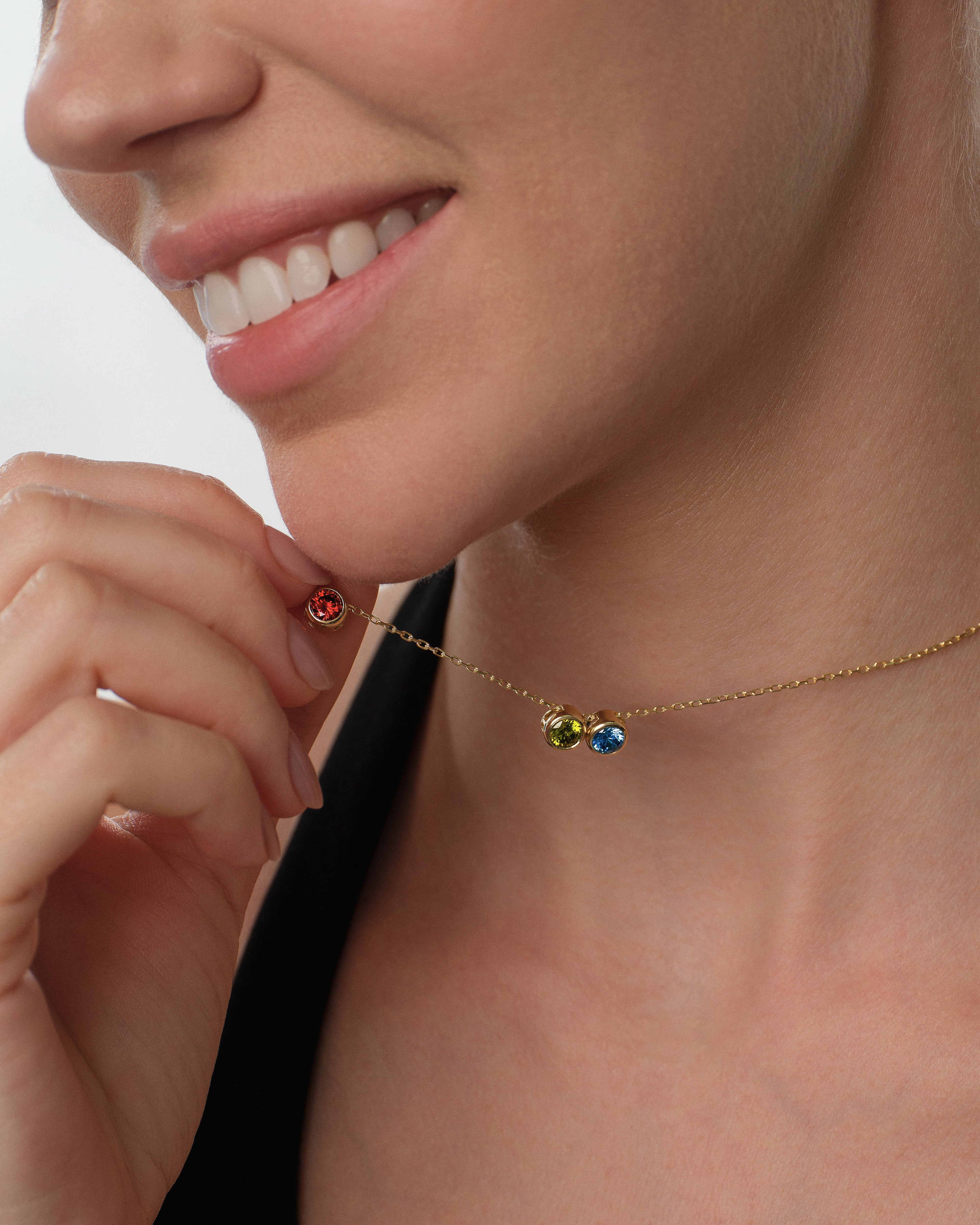 Round Cut Birthstone Charm Necklace