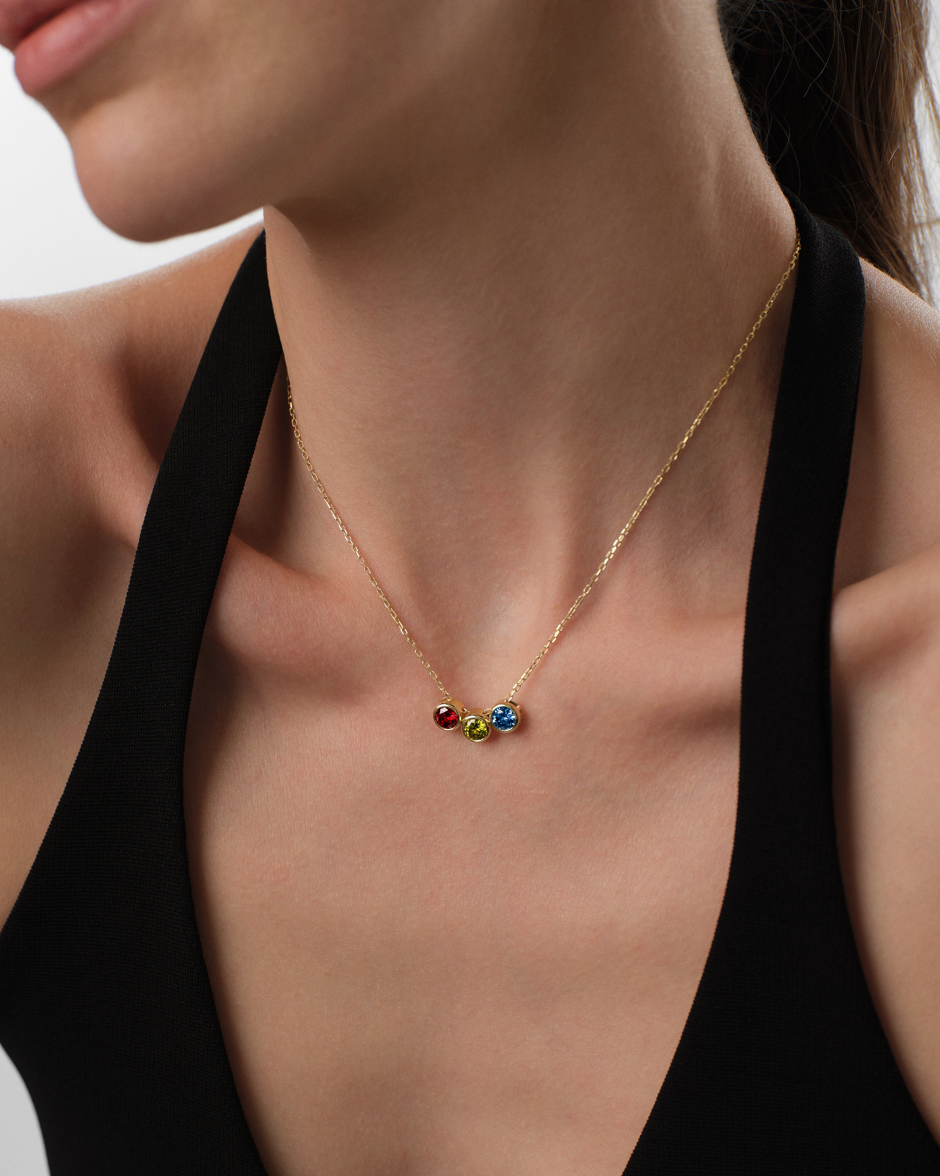 Round Cut Birthstone Charm Necklace