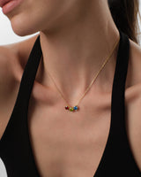 Round Cut Birthstone Charm Necklace