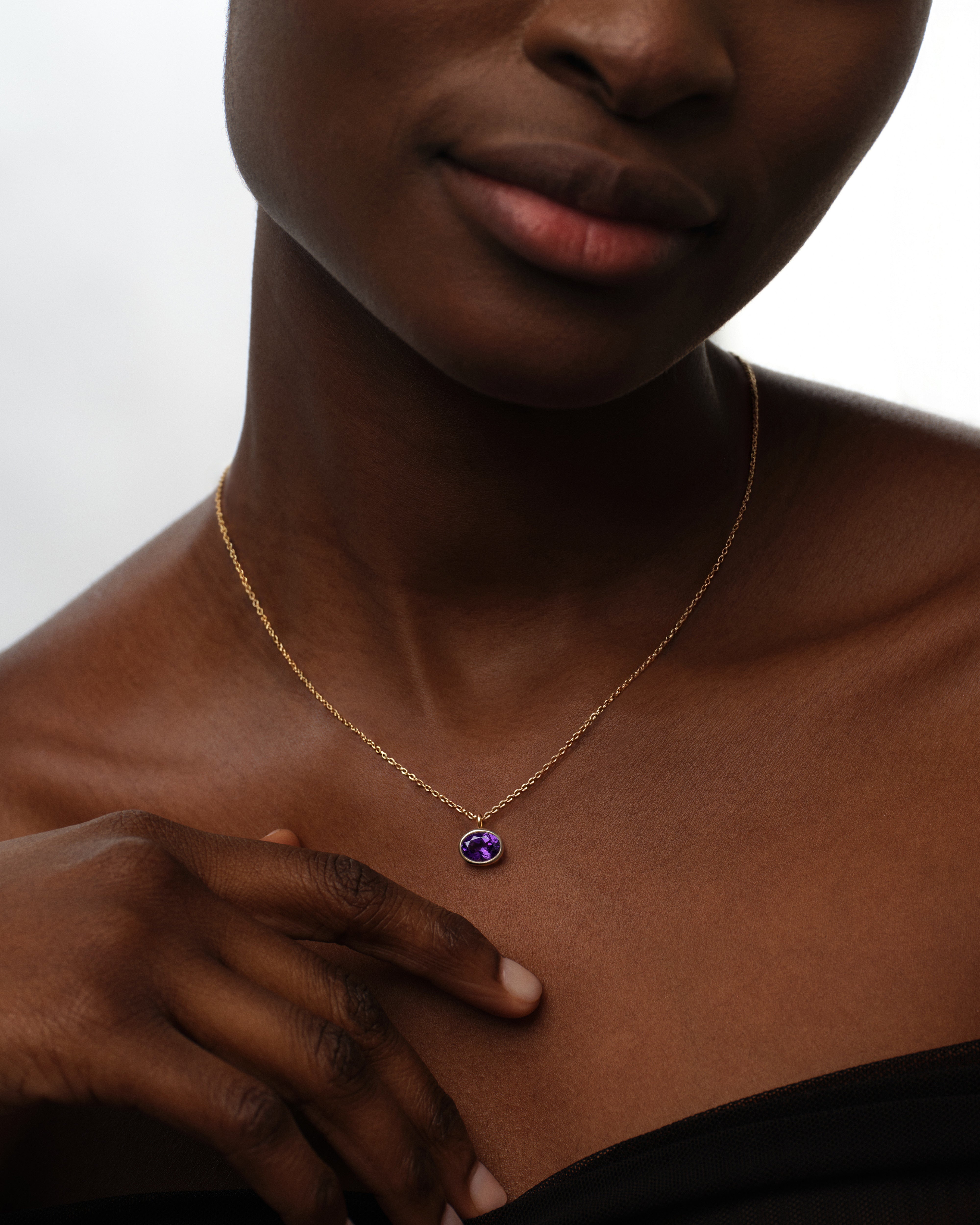 Solitaire Birthstone Charm Necklace