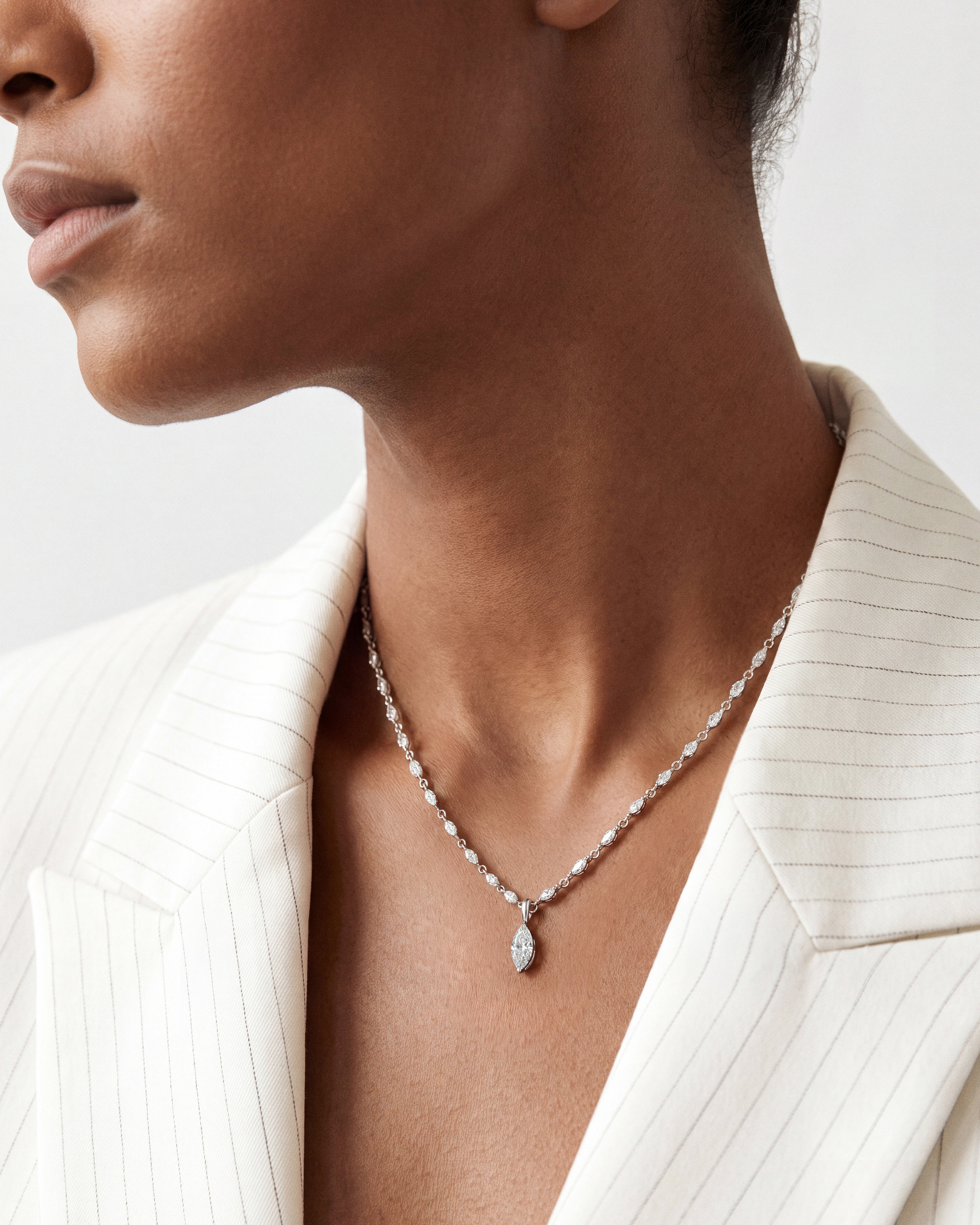 Marquise Station Drop Necklace