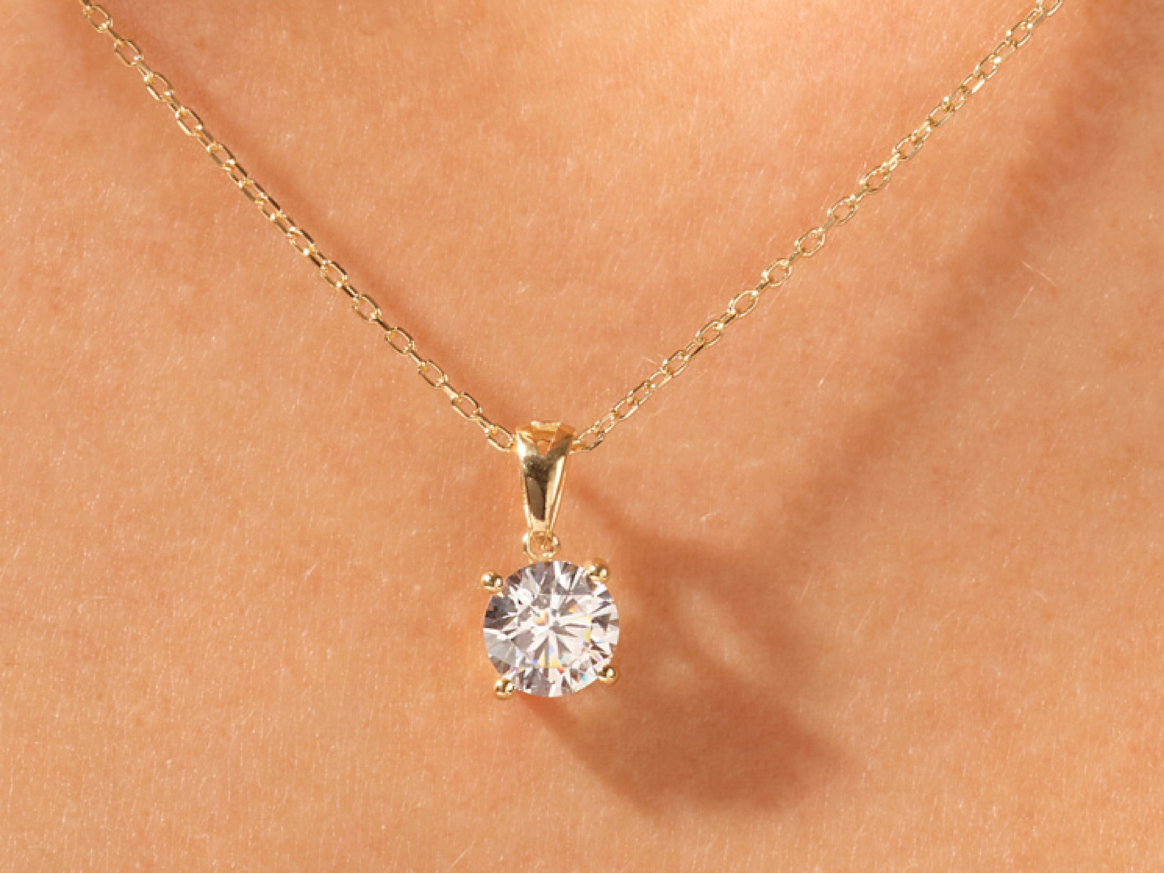 Prong Set Round Cut Solitaire Pendant (1.00 CT)