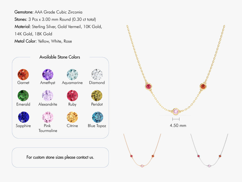 Bezel Set Birthstone Station Necklace