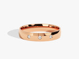 Rose gold band ring with three diamonds, fine jewelry