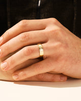 6mm Beveled Edge, Grooved and Flush Set Men's Diamond Wedding Band
