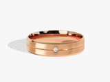 Rose gold ring with diamond accent, brushed finish, jewelry