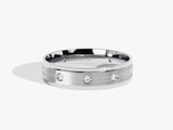 Diamond wedding band, brushed finish, white gold, luxury jewelry