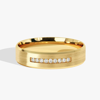 6mm Pave Set Nine-Stone and Beveled Edge Men's Engagement Ring (0.14 CT TW)