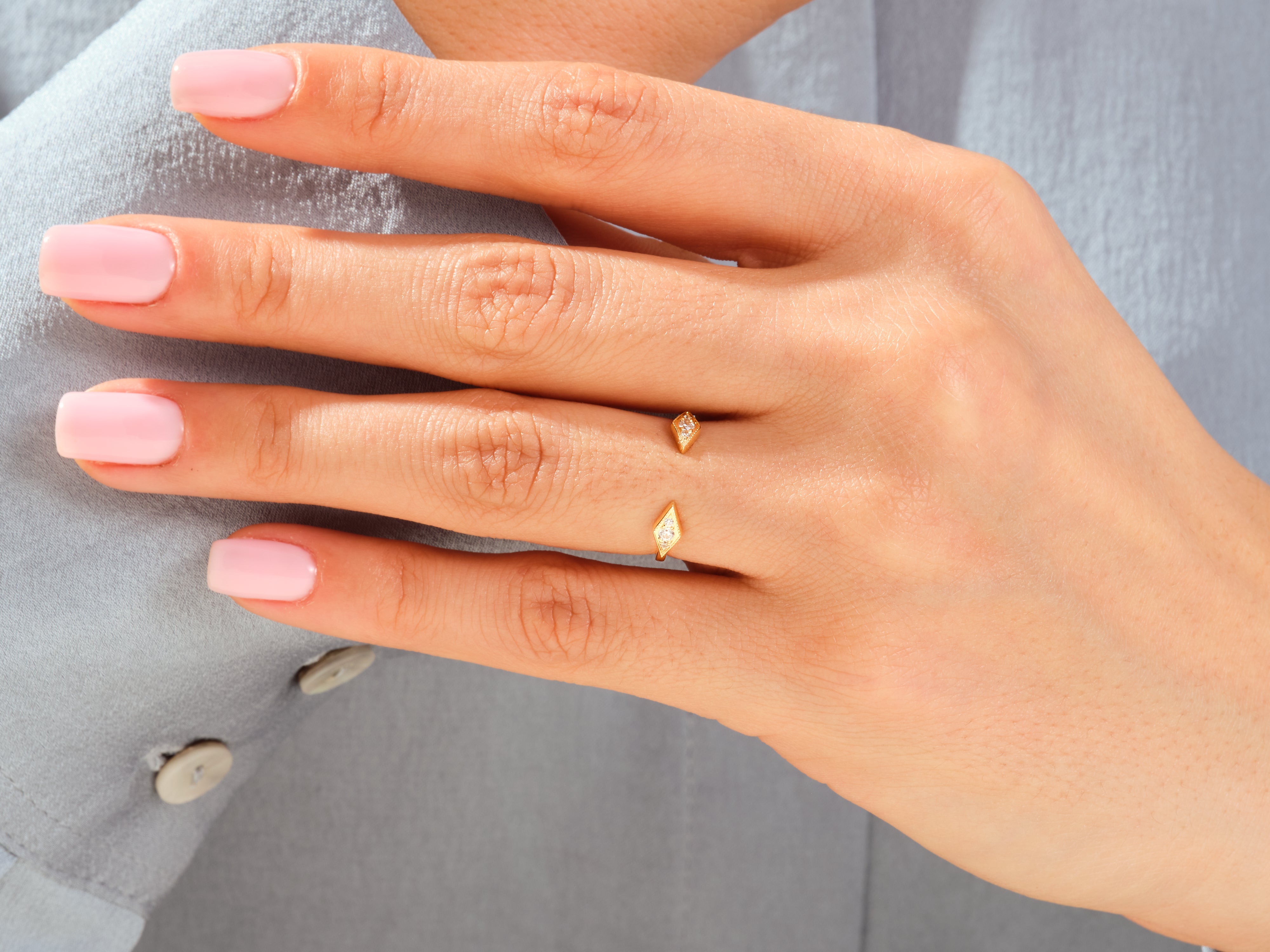 Diamond accent open ring on hand, fine jewelry