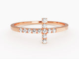 Rose gold diamond cross ring jewelry