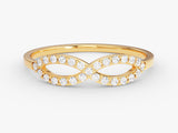 Gold infinity ring with diamonds, fine jewelry for her