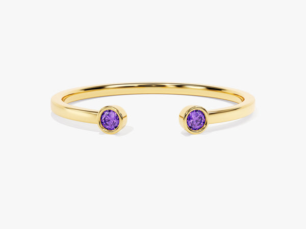 Birthstone Bezel Set Open Cuff Ring