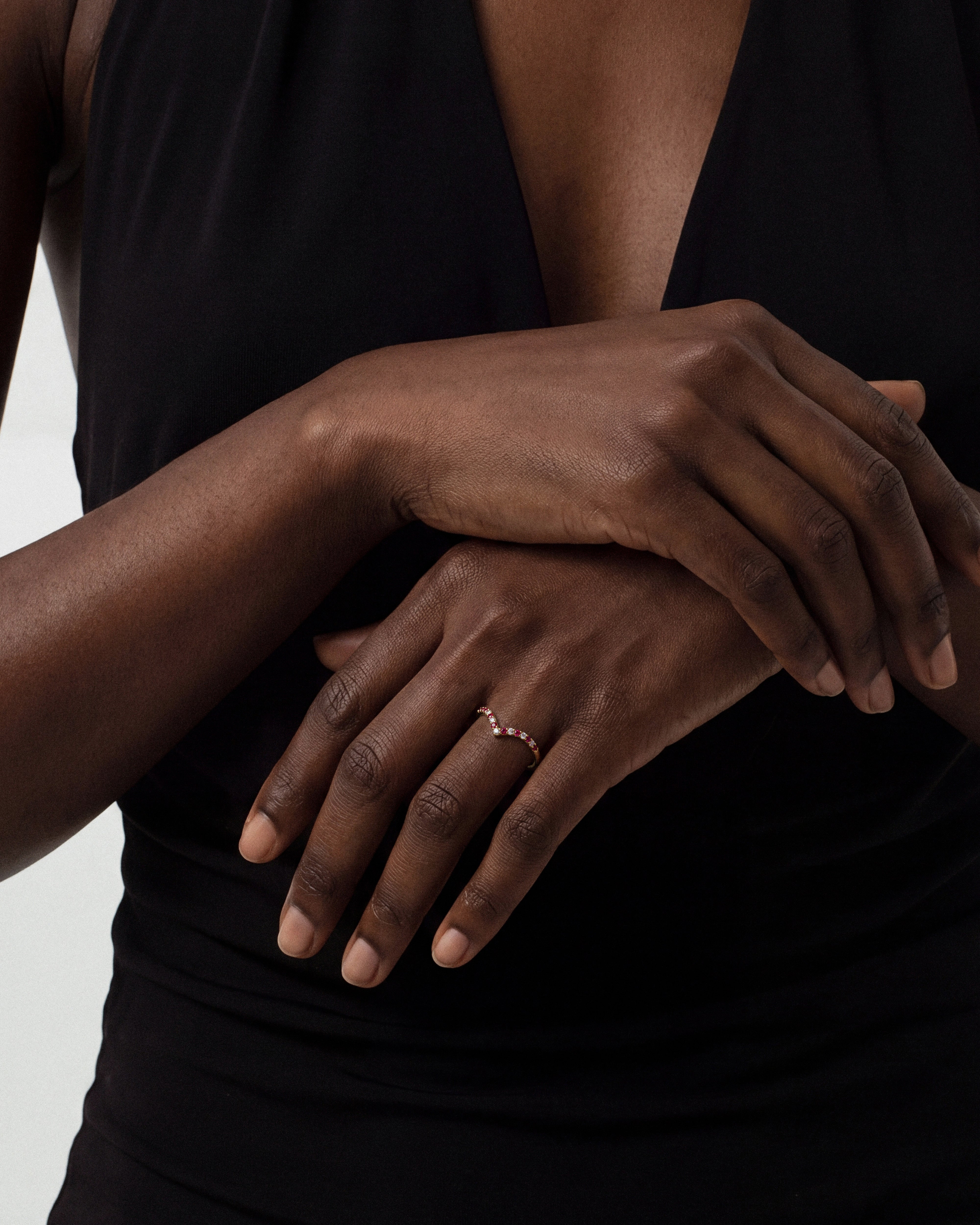 Alternating Birthstone Curved Ring