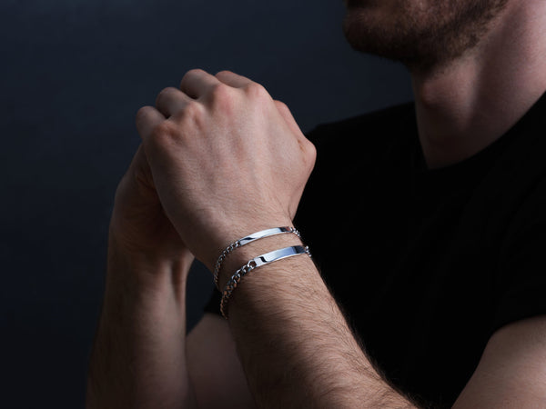 14k Solid Gold 6.5mm Cuban Chain Tag Bracelet