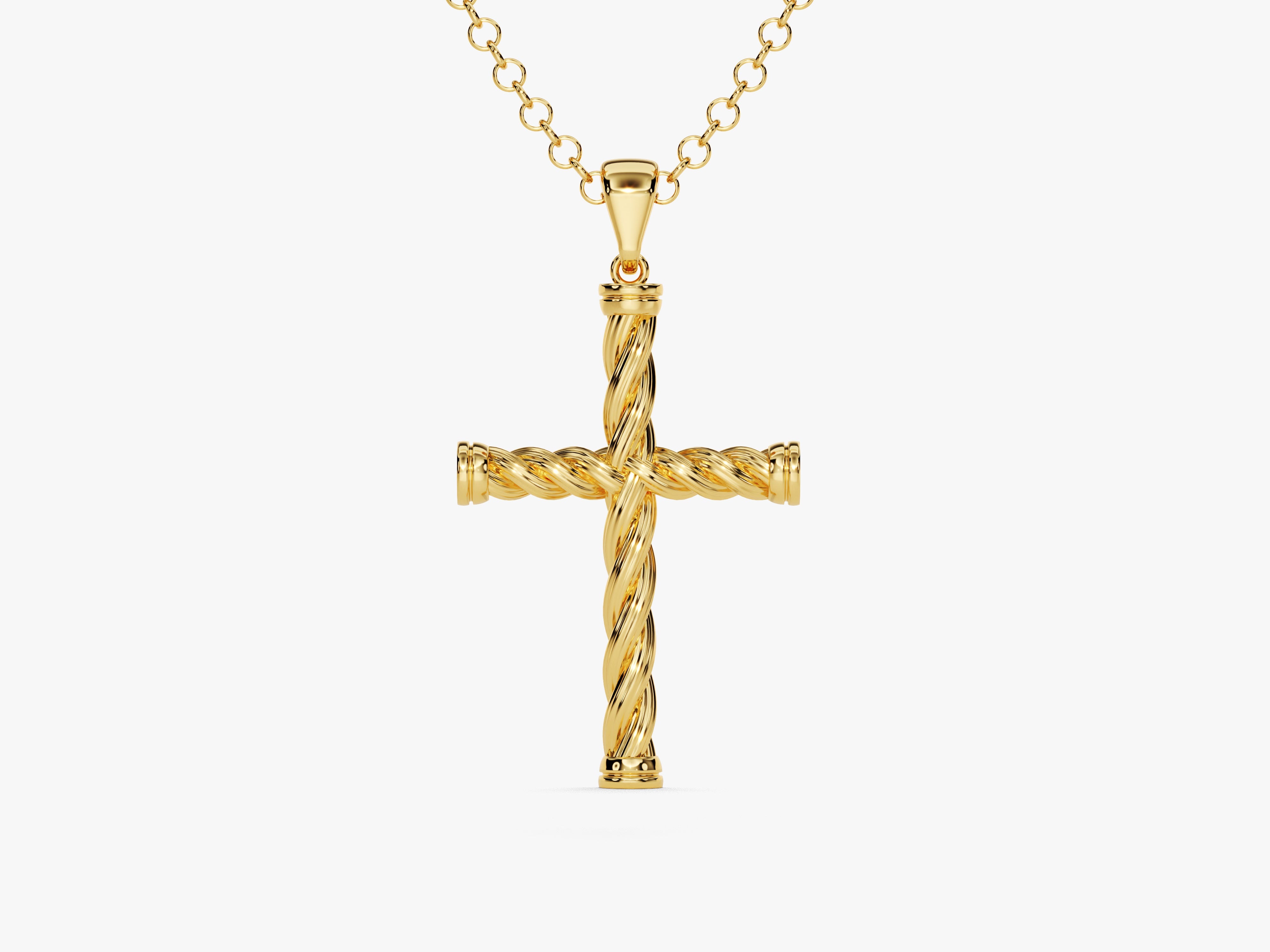 14k Gold Twisted Cross Necklace