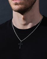 14k Gold 2.5mm Rope Chain Black Cross Necklace