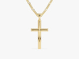 14k Gold 2.5mm Figaro Chain Cross Necklace