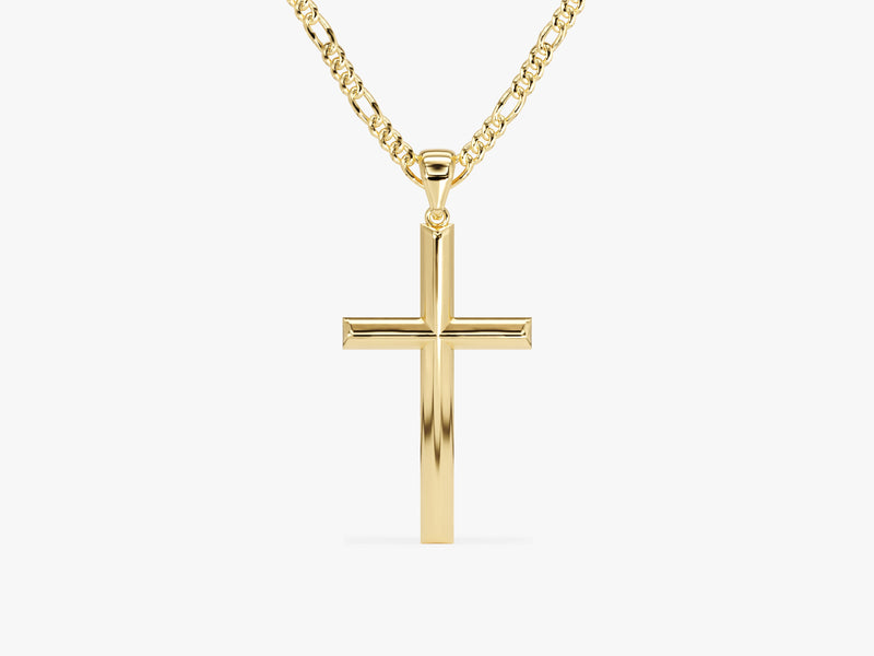 14k Gold 2.5mm Figaro Chain Cross Necklace