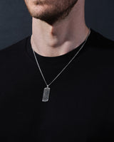 14k Gold Black Diamond Tag Necklace