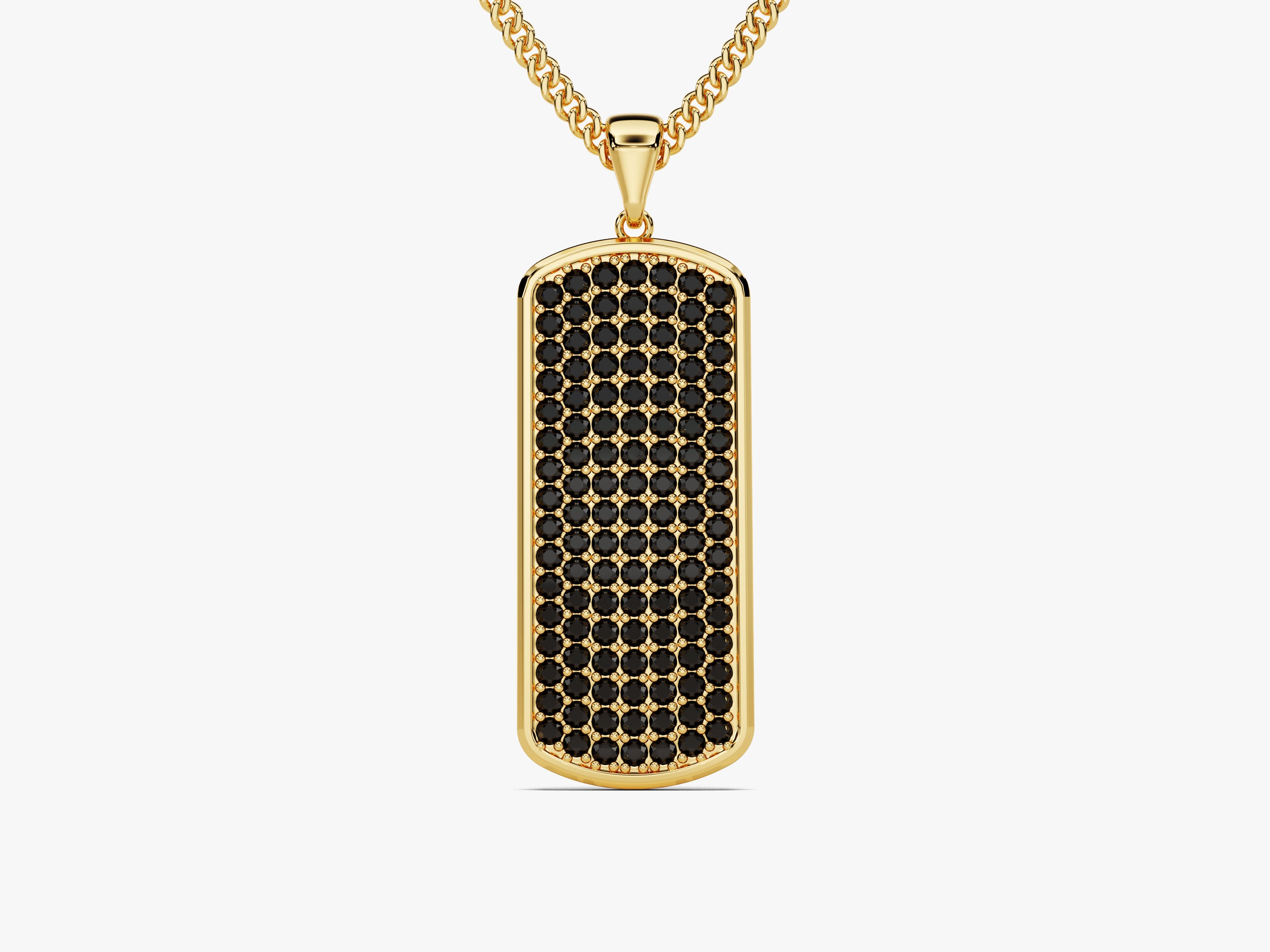 14k Gold Black Diamond Tag Necklace