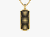14k Gold Black Diamond Tag Necklace