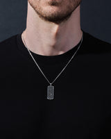 14k Gold Black Diamond Tag Necklace