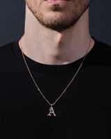 14k Gold Old English Initial Necklace