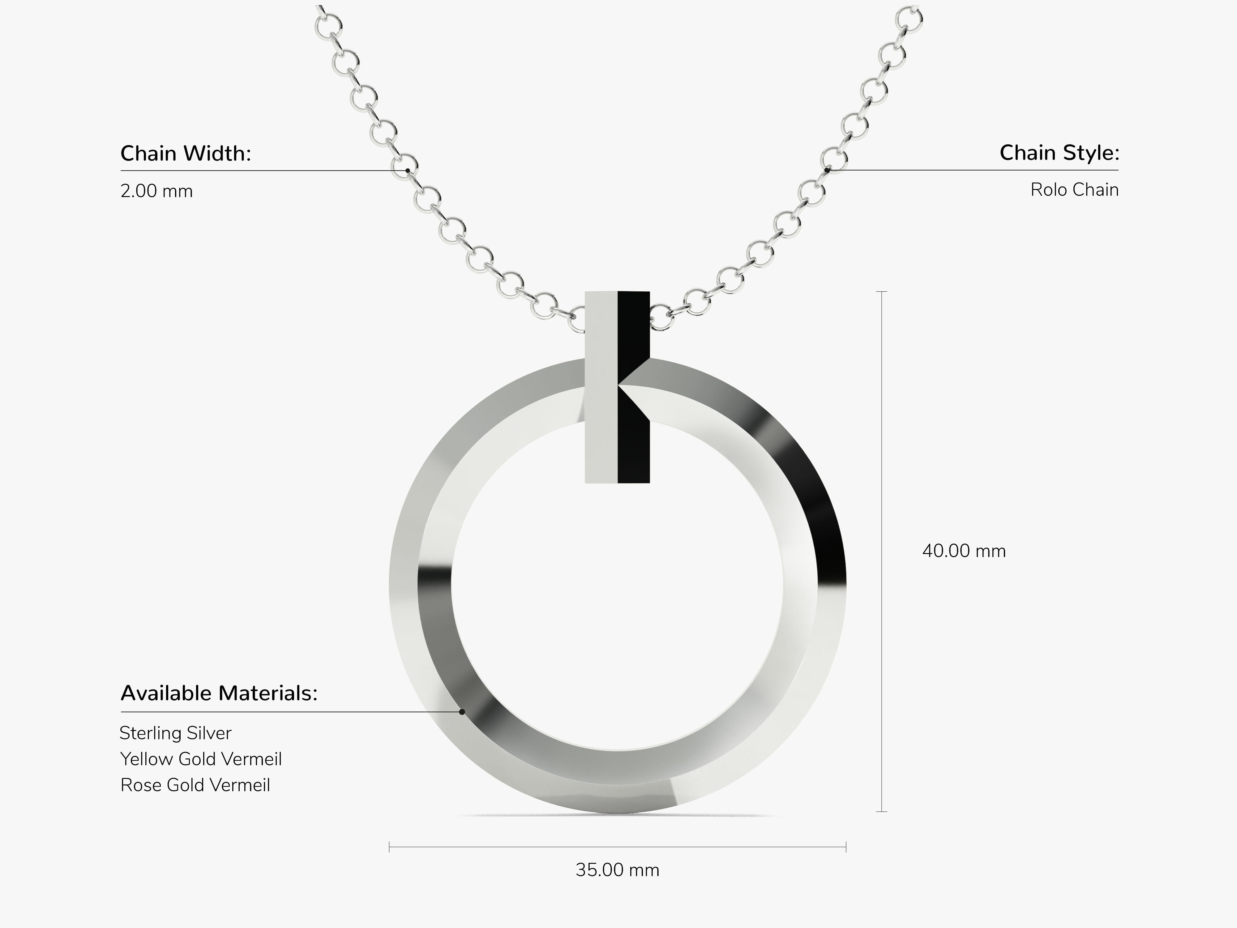 Men's Circular Pendant Necklace - Gold Vermeil