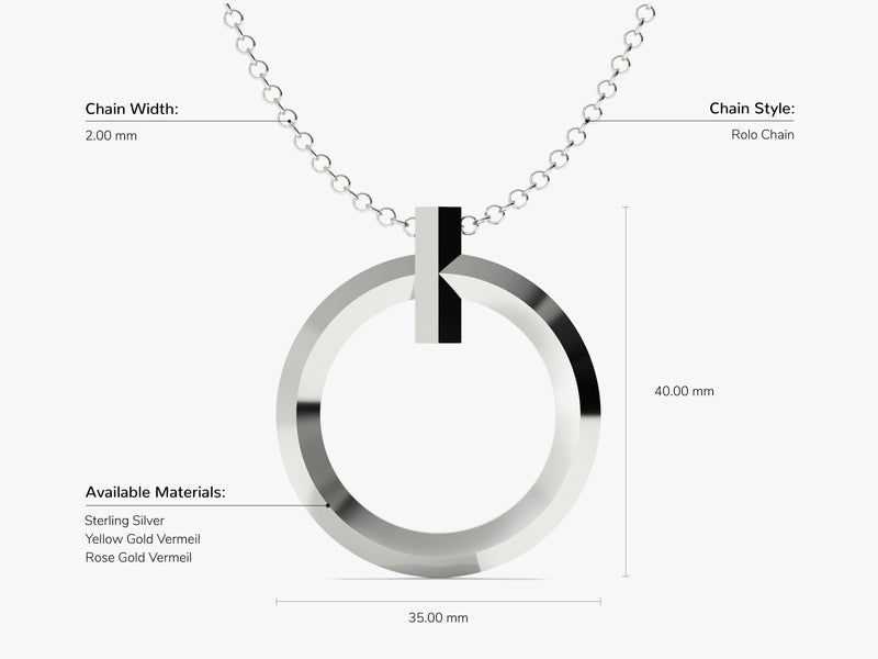 Men's Circular Pendant Necklace - Gold Vermeil