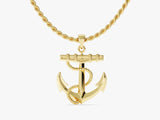 Anchor Pendant with Rope Detail - Gold Vermeil