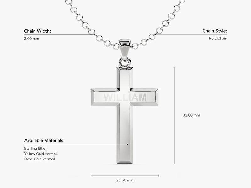 Men's Name Cross Pendant Necklace - Gold Vermeil