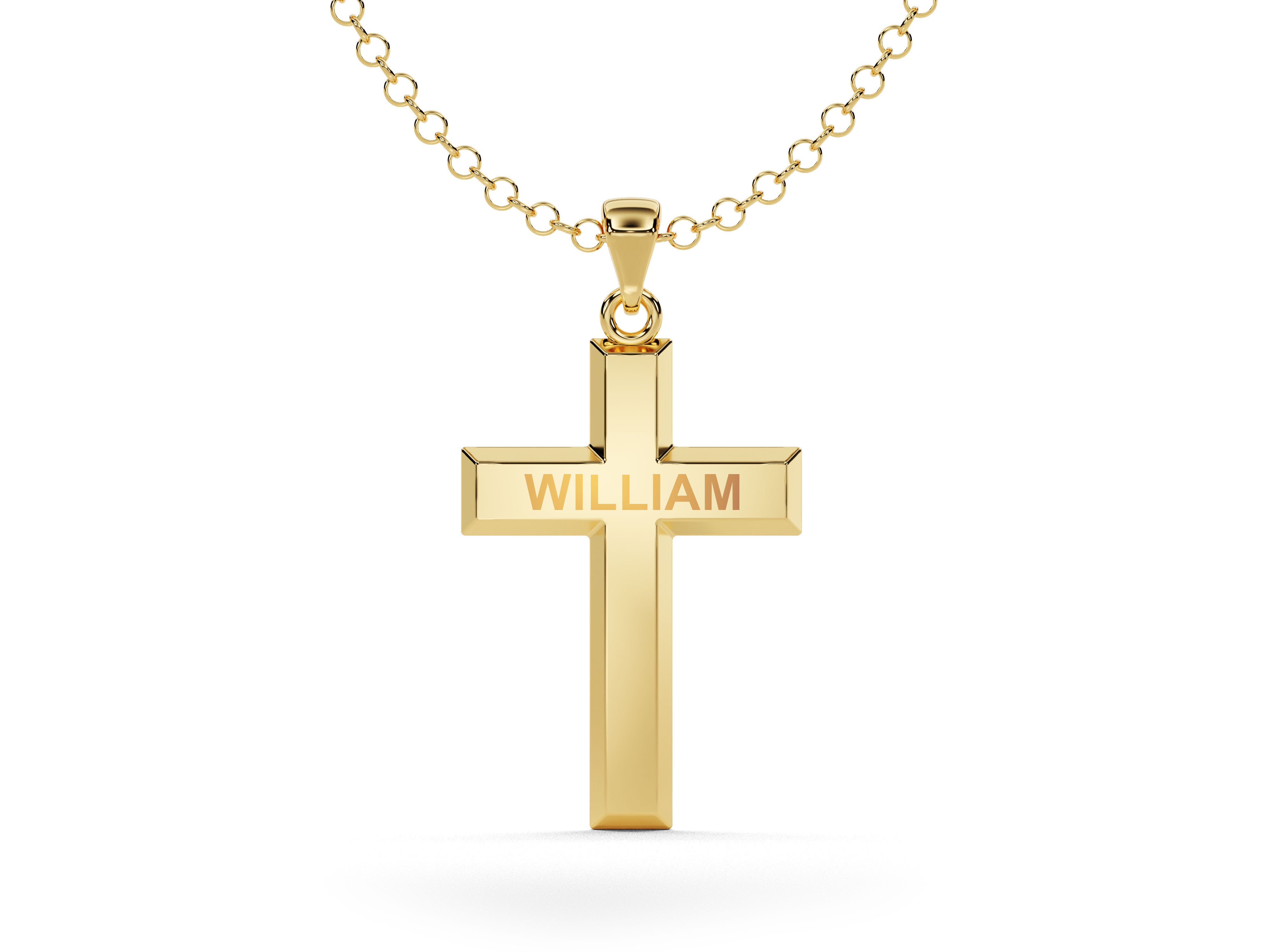 Men's Name Cross Pendant Necklace - Gold Vermeil