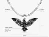 Oxidized Flying Eagle Pendant Necklace - Sterling Silver