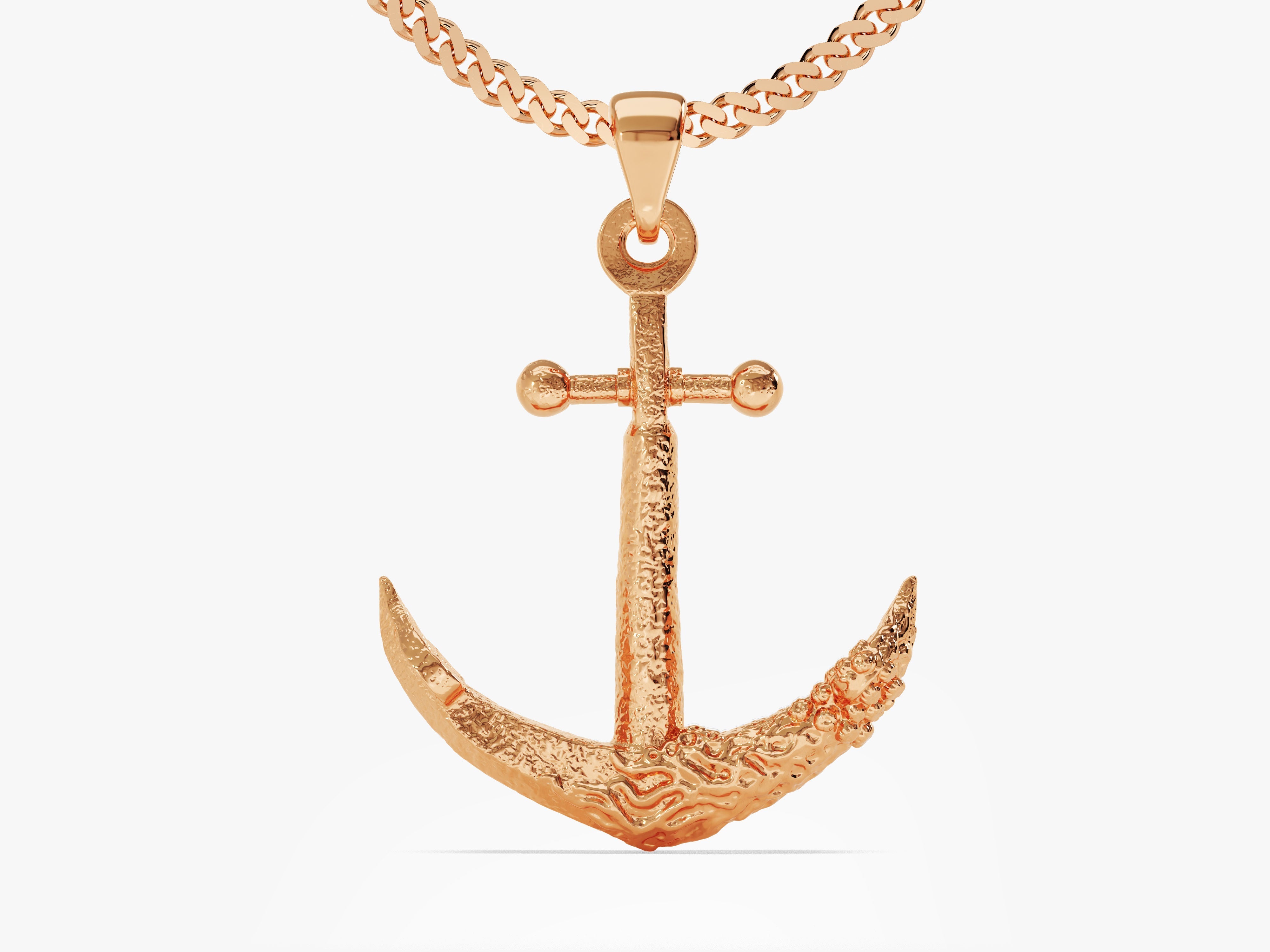 Textured Anchor Pendant Necklace - Gold Vermeil