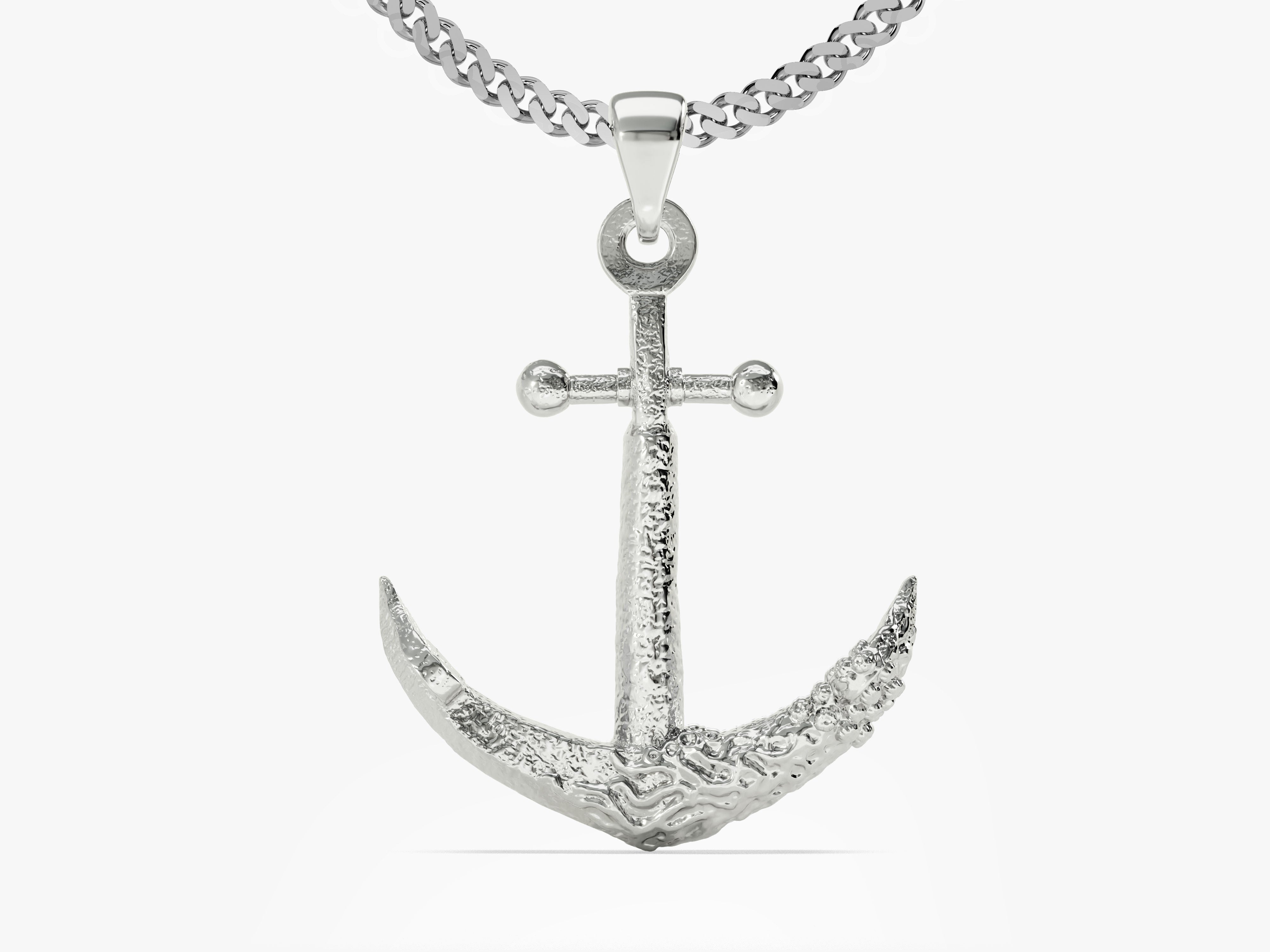 Textured Anchor Pendant Necklace - Gold Vermeil