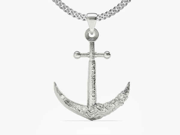 Textured Anchor Pendant Necklace - Gold Vermeil