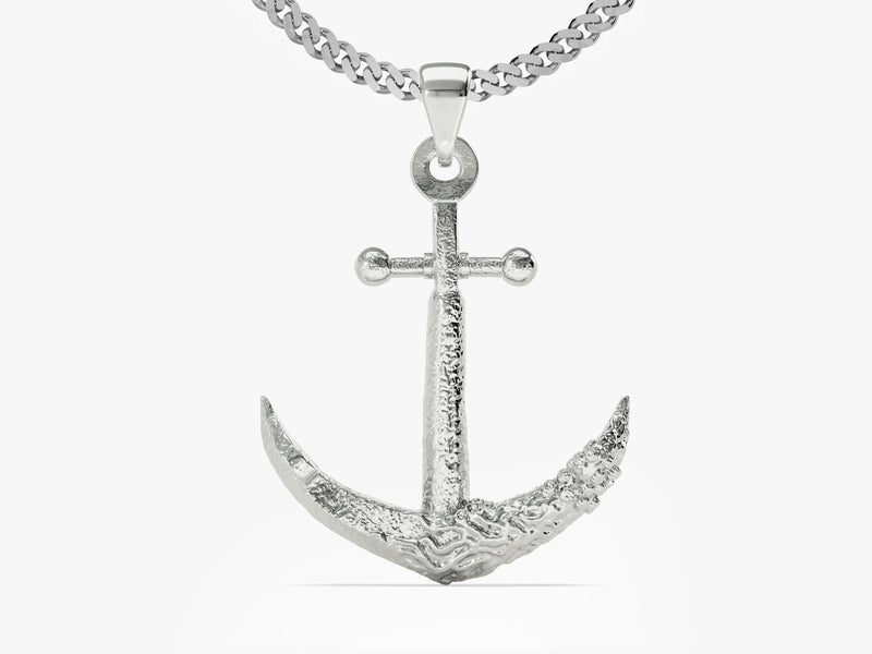 Textured Anchor Pendant Necklace - Gold Vermeil