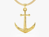 Textured Anchor Pendant Necklace - Gold Vermeil