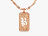Textured Initial Plate Pendant Necklace - Gold Vermeil