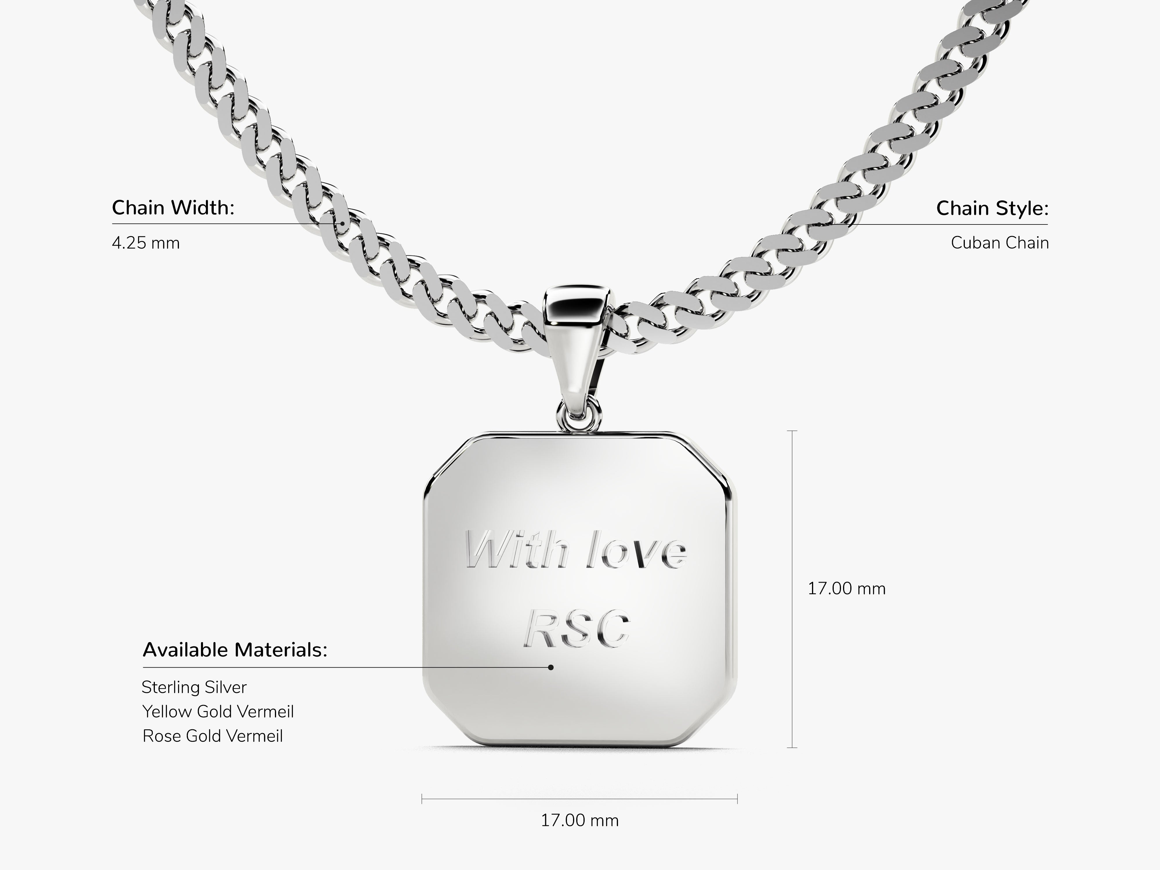 Engraved Message Pendant Necklace - Gold Vermeil